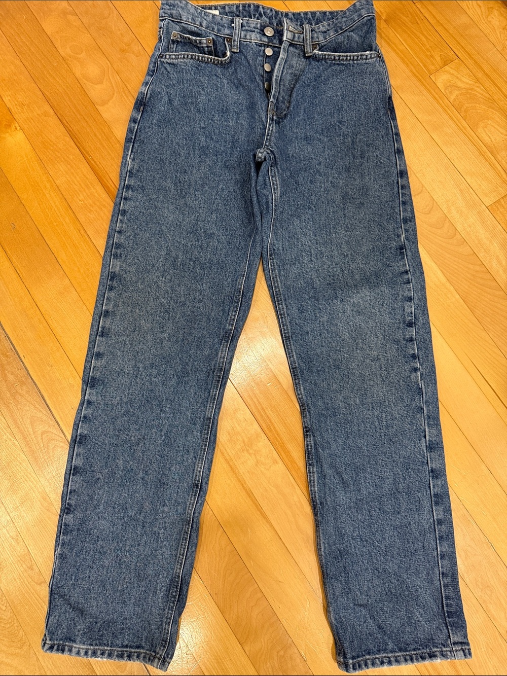 Zara Button-Fly High-Waist Jeans - Blue Sz US 29